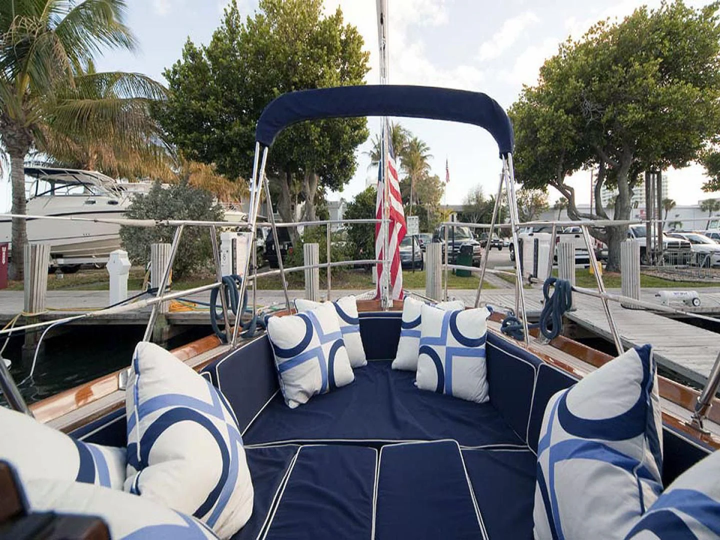 a hammock on a porch aboard HERMIE LOUISE Yacht for Sale