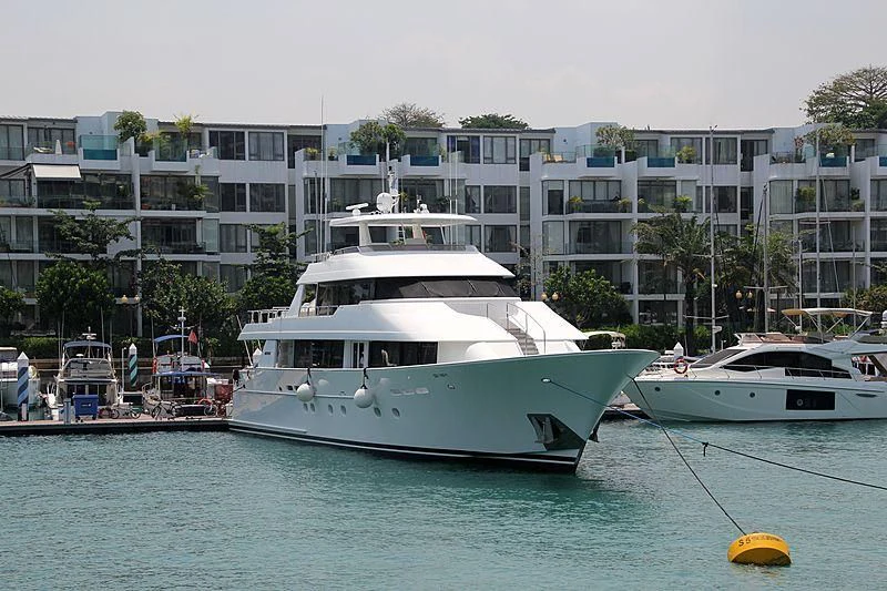 a group of boats in a harbor aboard SEA BEAR Yacht for Sale