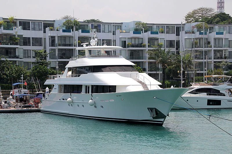 a group of boats in a harbor aboard SEA BEAR Yacht for Sale