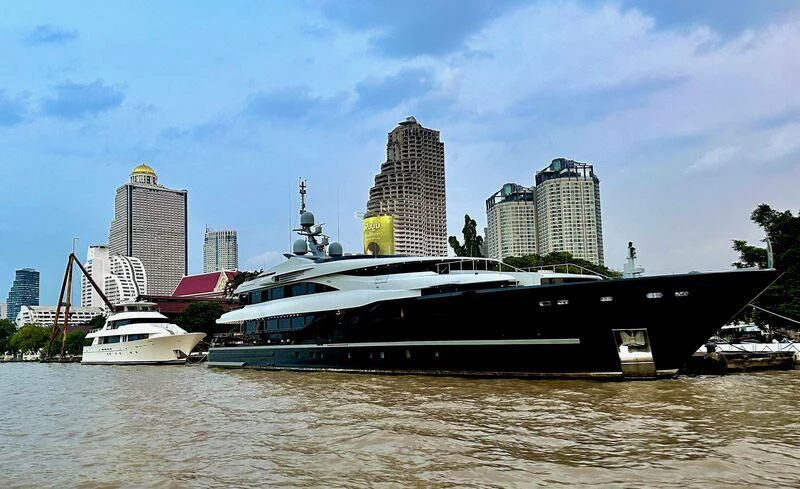 a large boat in a body of water aboard SEA BEAR Yacht for Sale