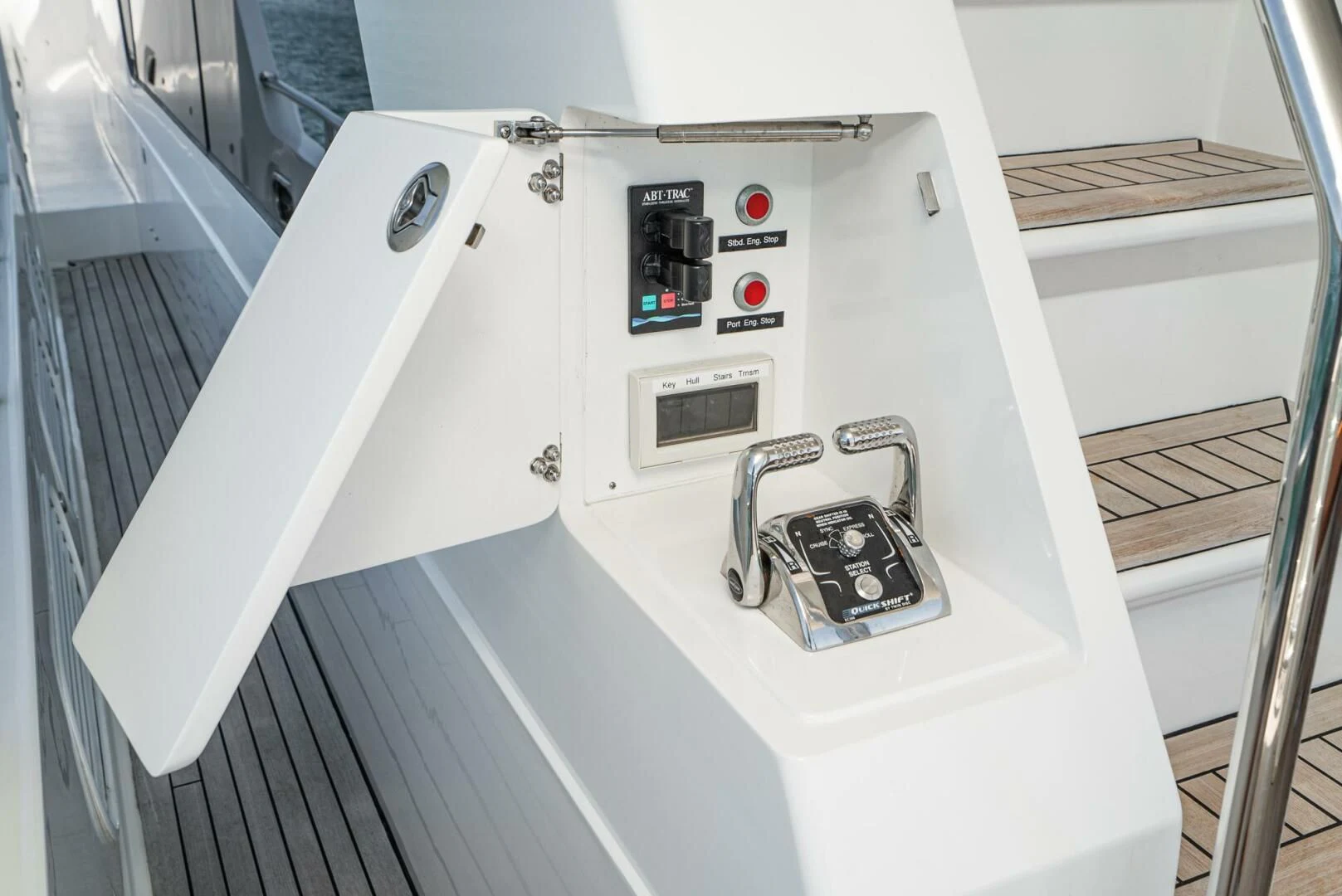 a white rectangular object with a black object on it aboard KING OF NOTHING Yacht for Sale
