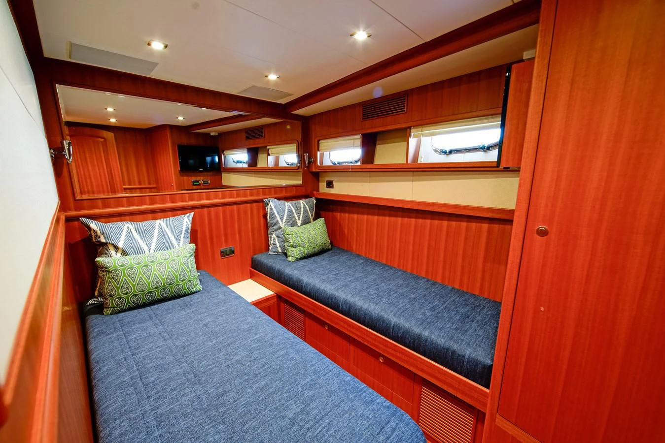 a bed in a cabin aboard KING OF NOTHING Yacht for Sale