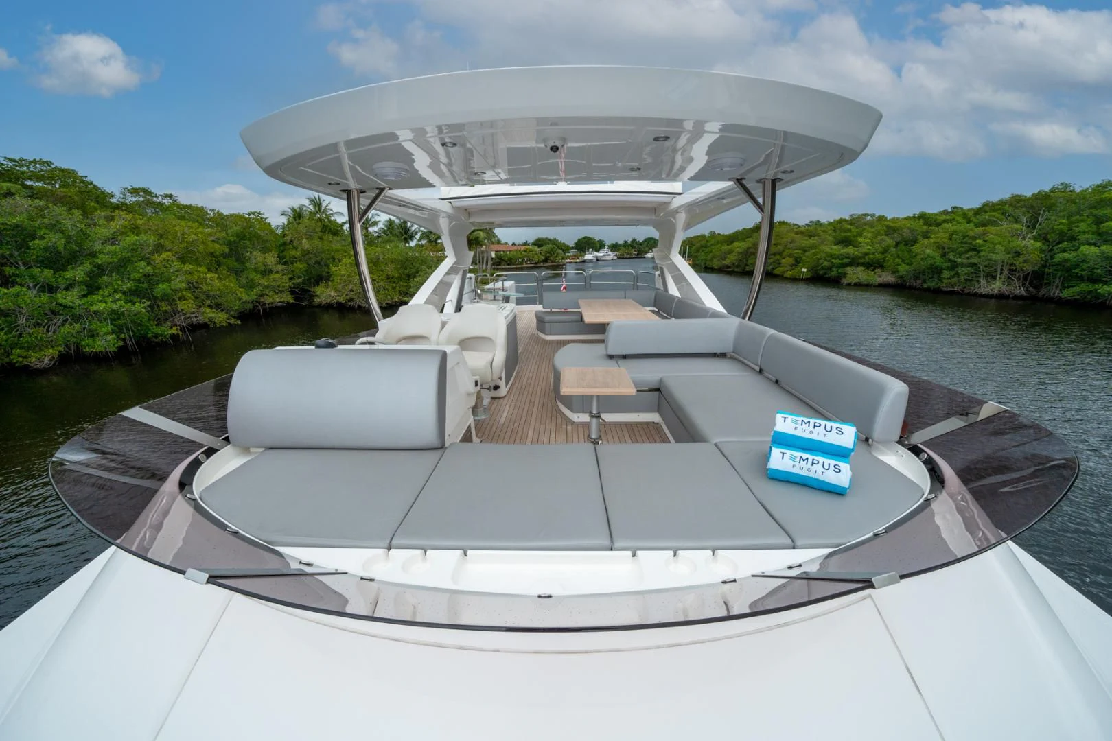a boat on the water aboard TEMPUS FUGIT Yacht for Sale