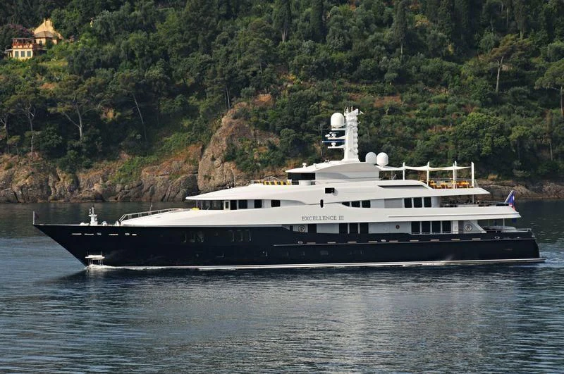 a large ship in the water aboard DREAM Yacht for Sale