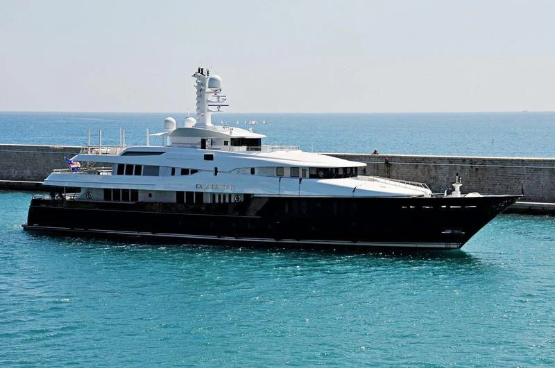a large ship in the water aboard DREAM Yacht for Sale