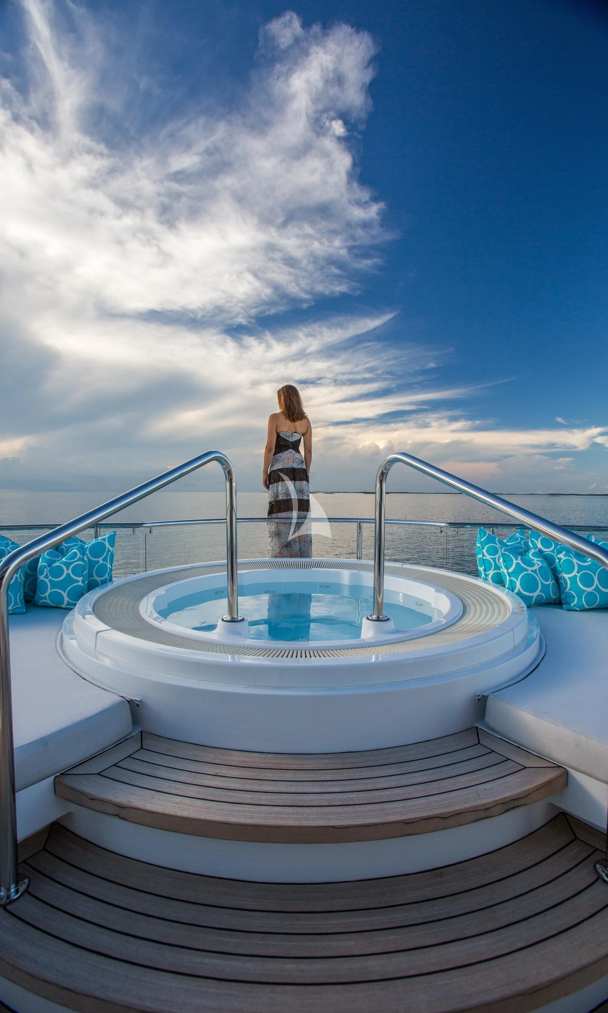 a water fountain with a toy on top aboard DREAM Yacht for Sale