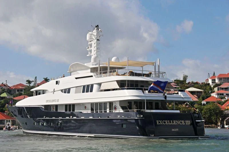 a large white boat aboard DREAM Yacht for Sale