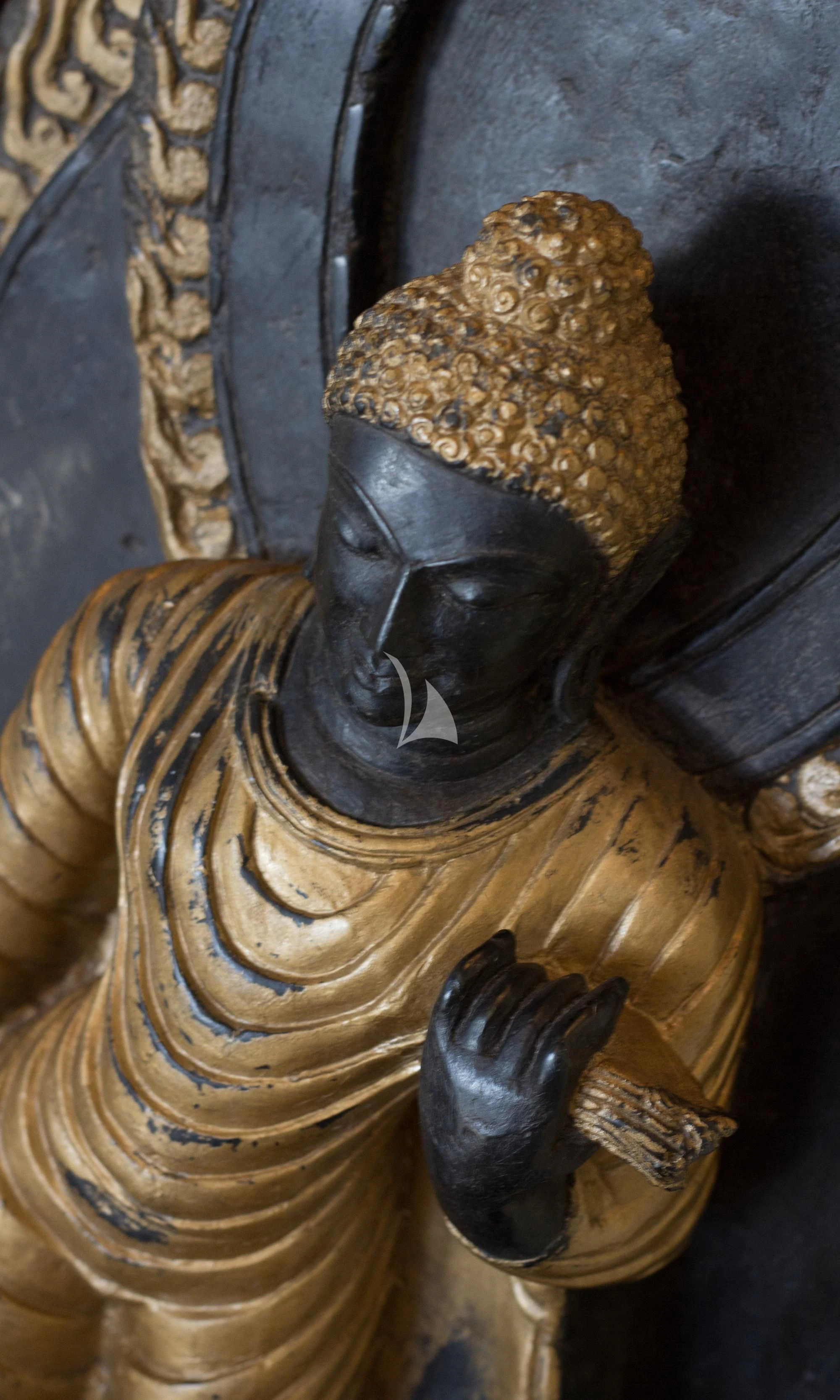 a statue of a person holding a staff aboard DREAM Yacht for Sale