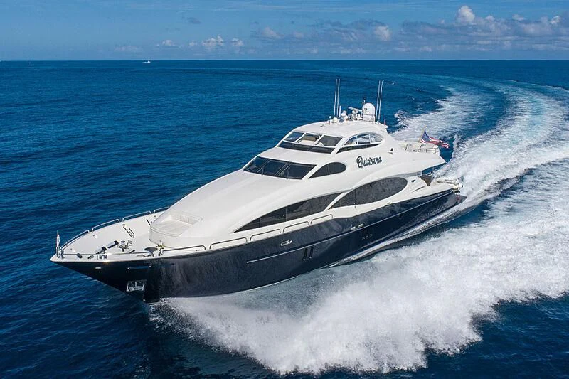 a white yacht on the water aboard HOPE FLOATS Yacht for Sale