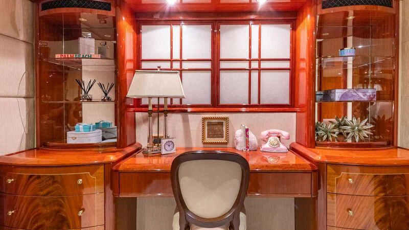 a room with a desk and a chair aboard HOPE FLOATS Yacht for Sale