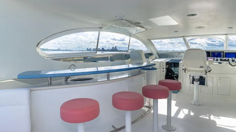 a boat in a room aboard HOPE FLOATS Yacht for Sale