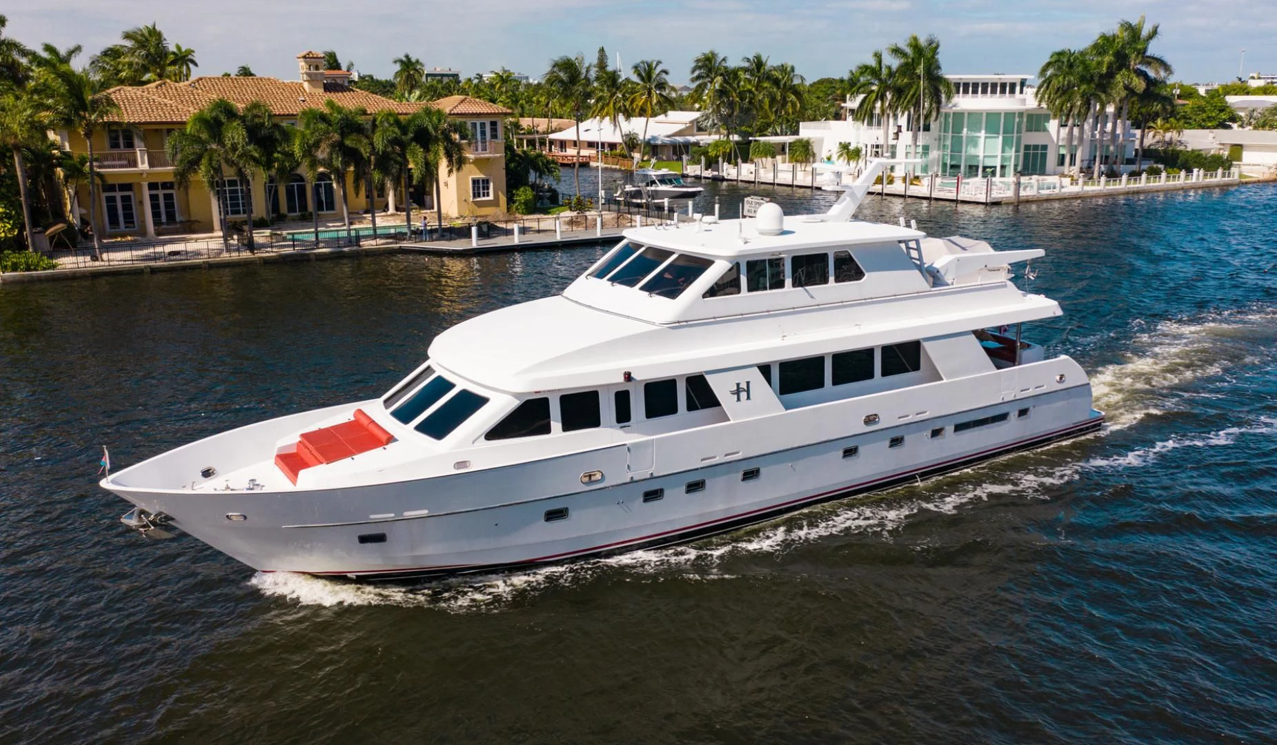 a white boat in the water aboard BOXES II Yacht for Sale