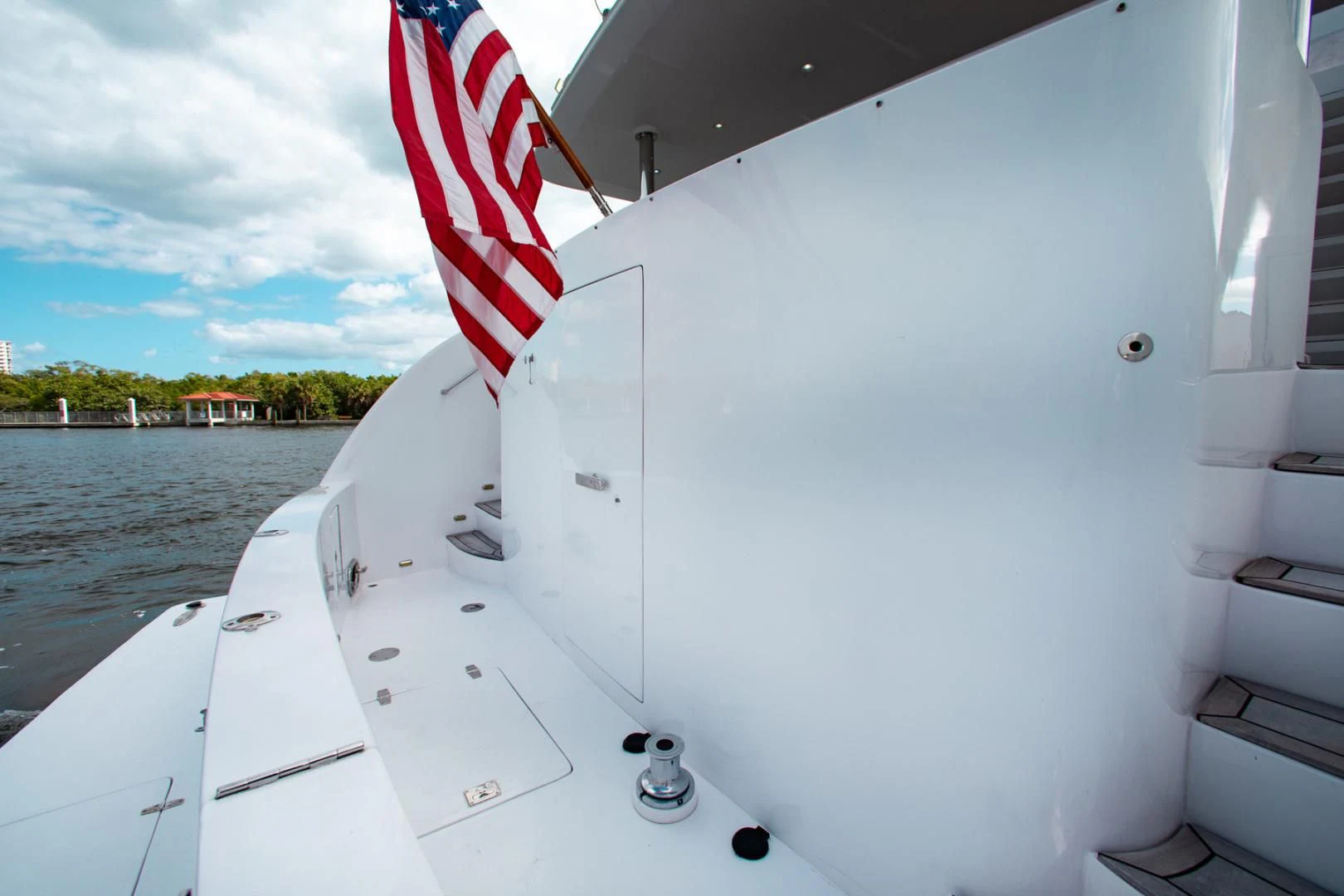 a flag on a boat aboard BOXES II Yacht for Sale
