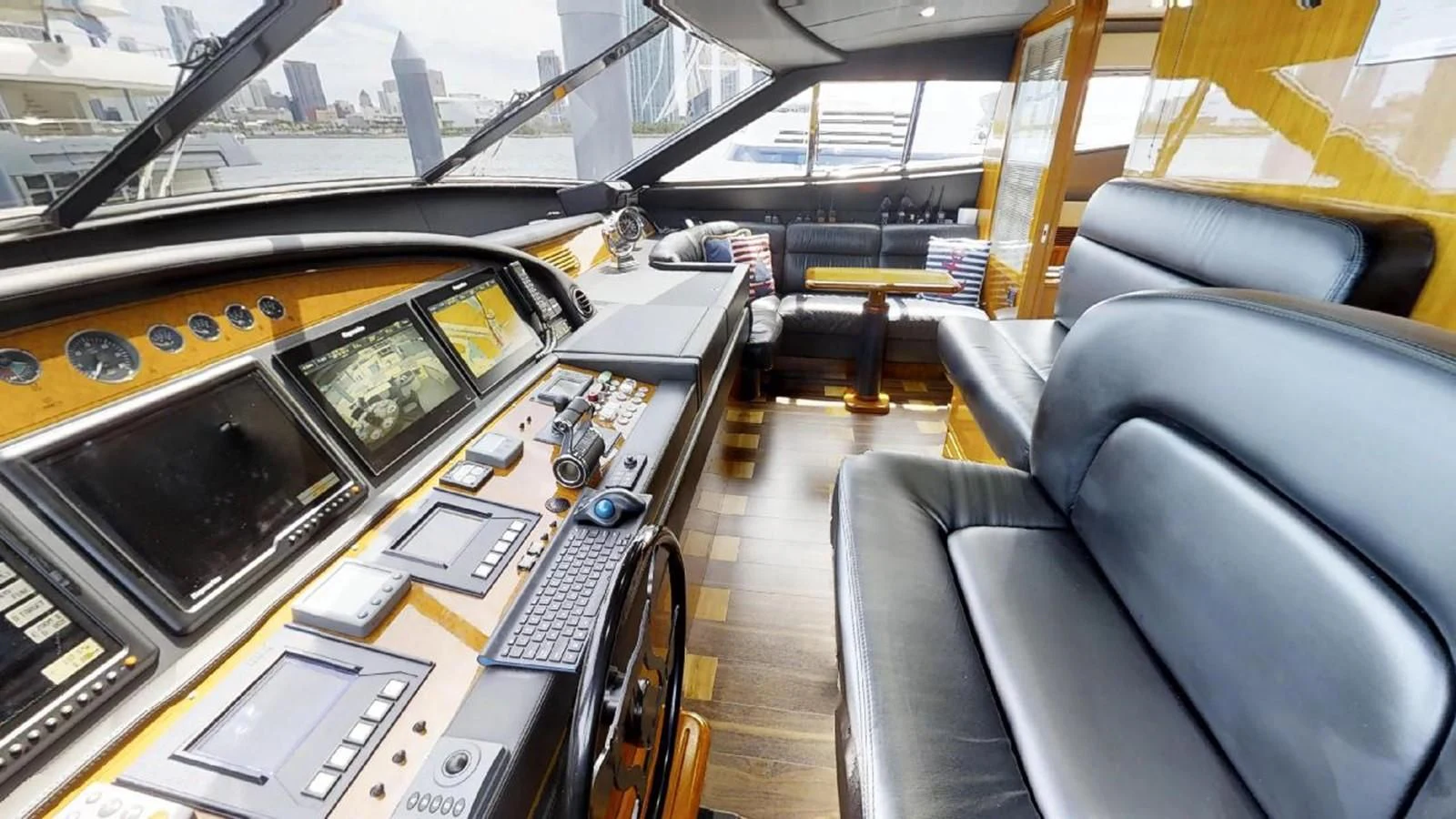 inside of a vehicle aboard INDULGE II Yacht for Sale