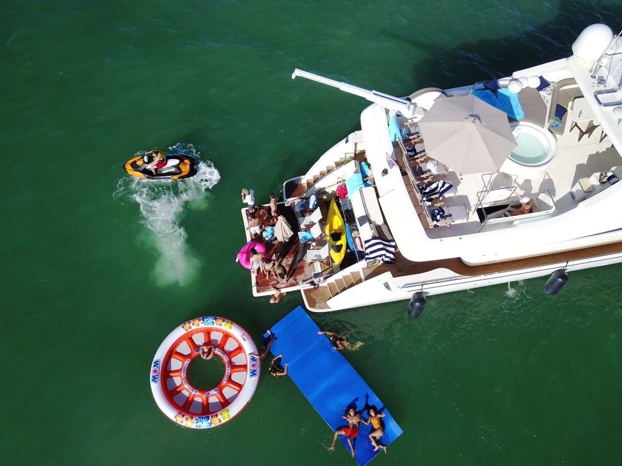 a group of people on a boat aboard INDULGE II Yacht for Sale