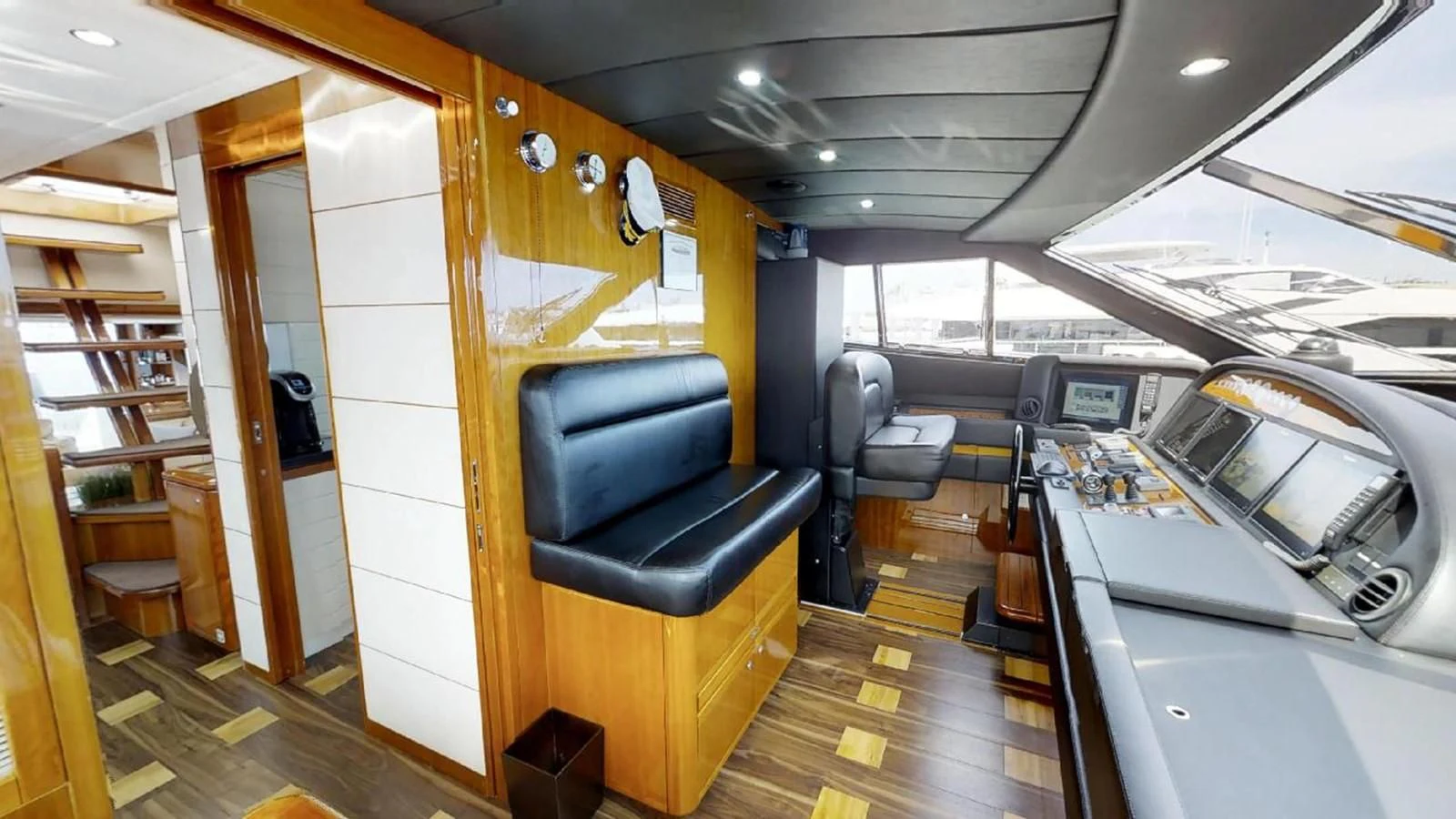 inside of a vehicle aboard INDULGE II Yacht for Sale