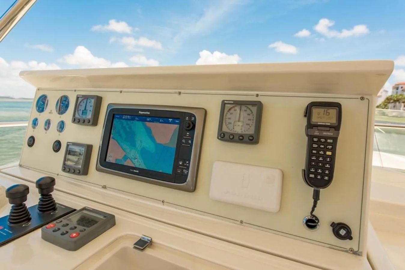 a control panel on a boat aboard INDULGE II Yacht for Sale