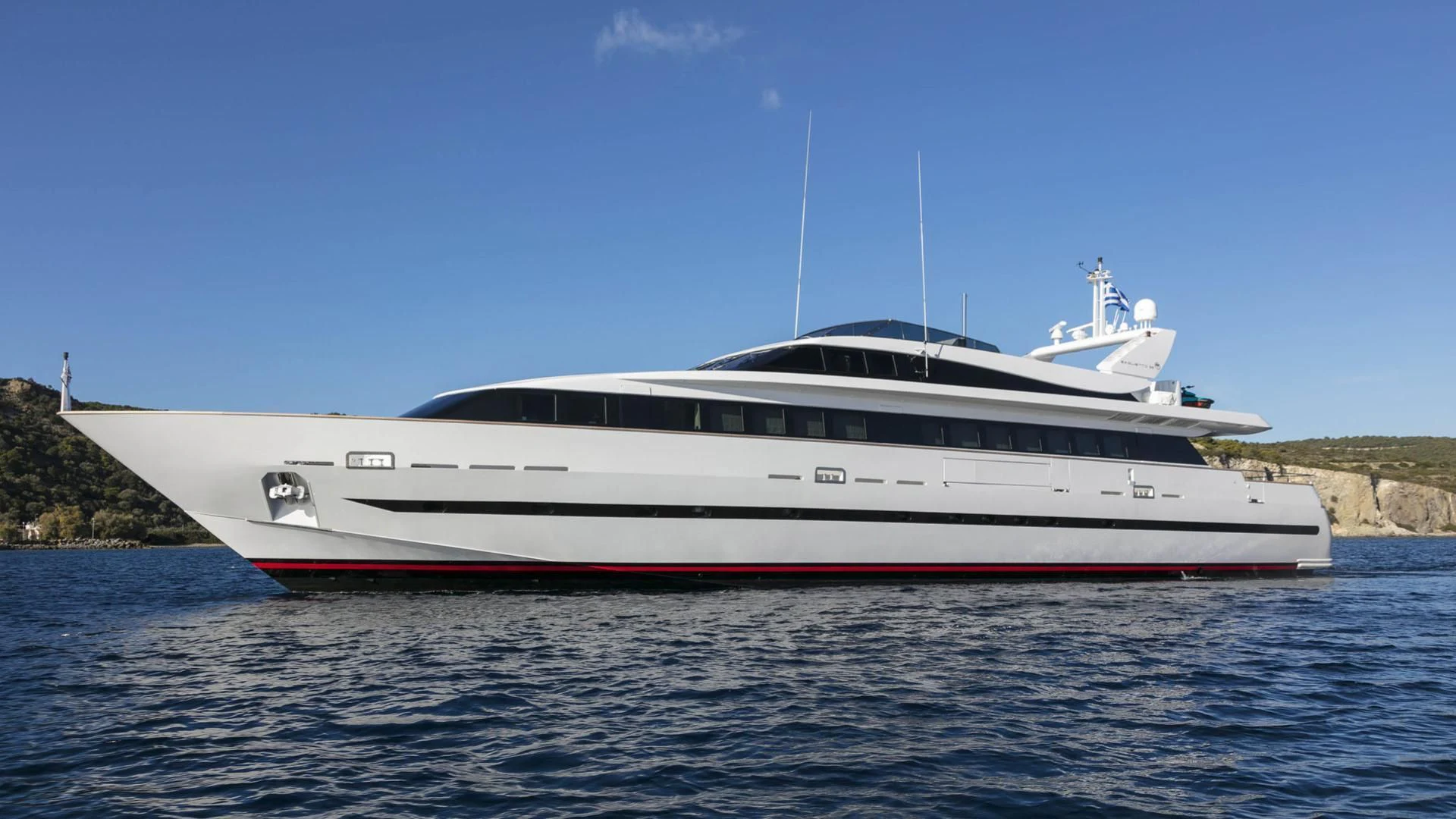 a large white boat in the water aboard SOLE DI MARE Yacht for Sale