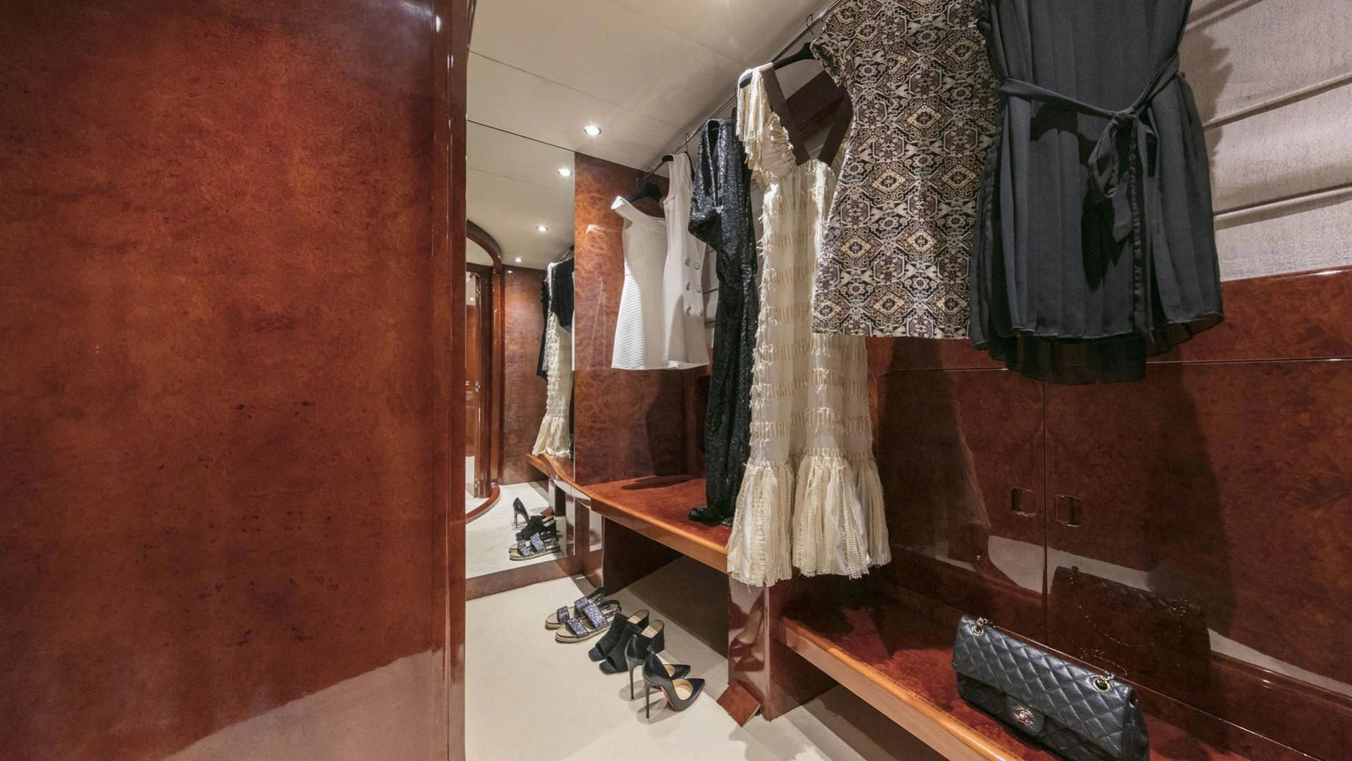 clothes on a rack aboard SOLE DI MARE Yacht for Sale