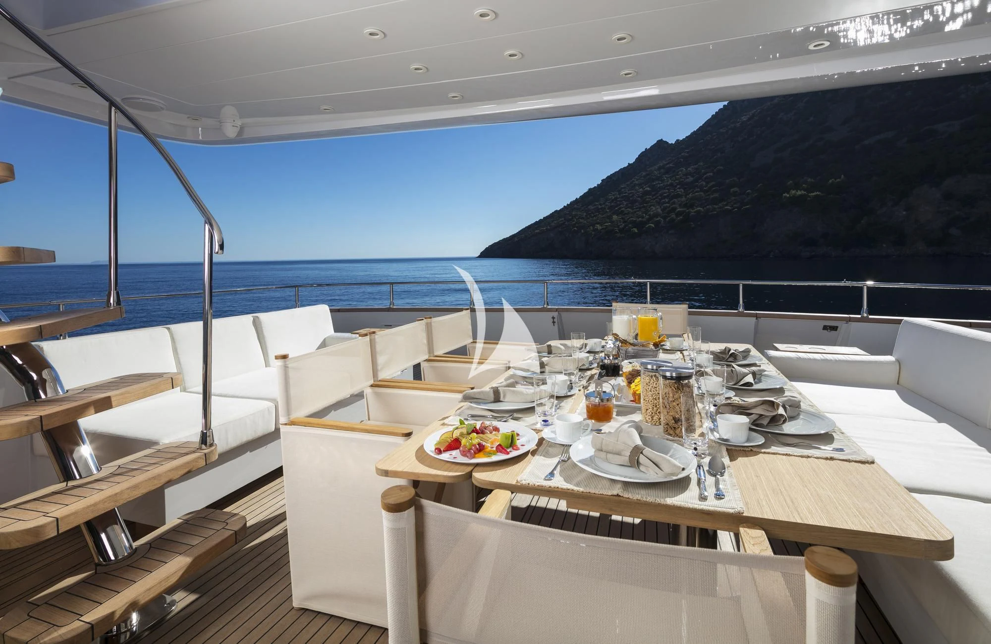 a table on a boat aboard SOLE DI MARE Yacht for Sale