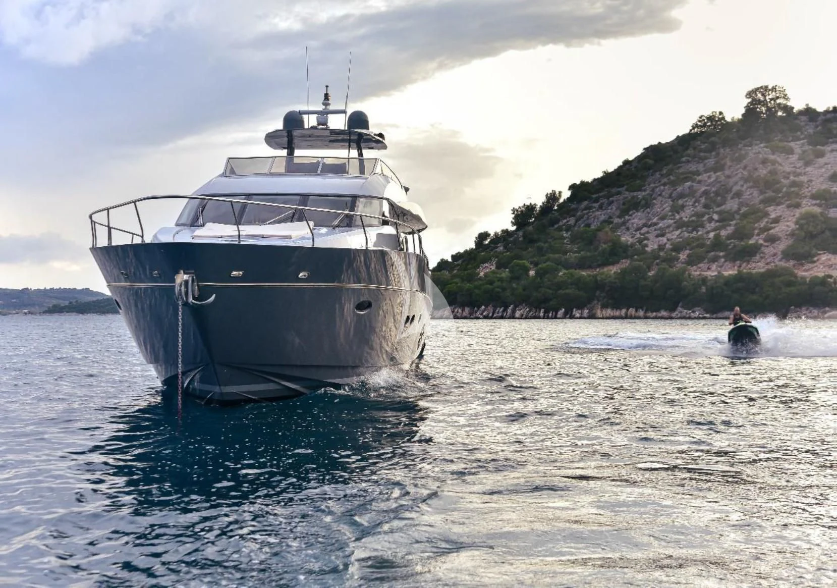 a boat in the water aboard STELA 117 Yacht for Sale