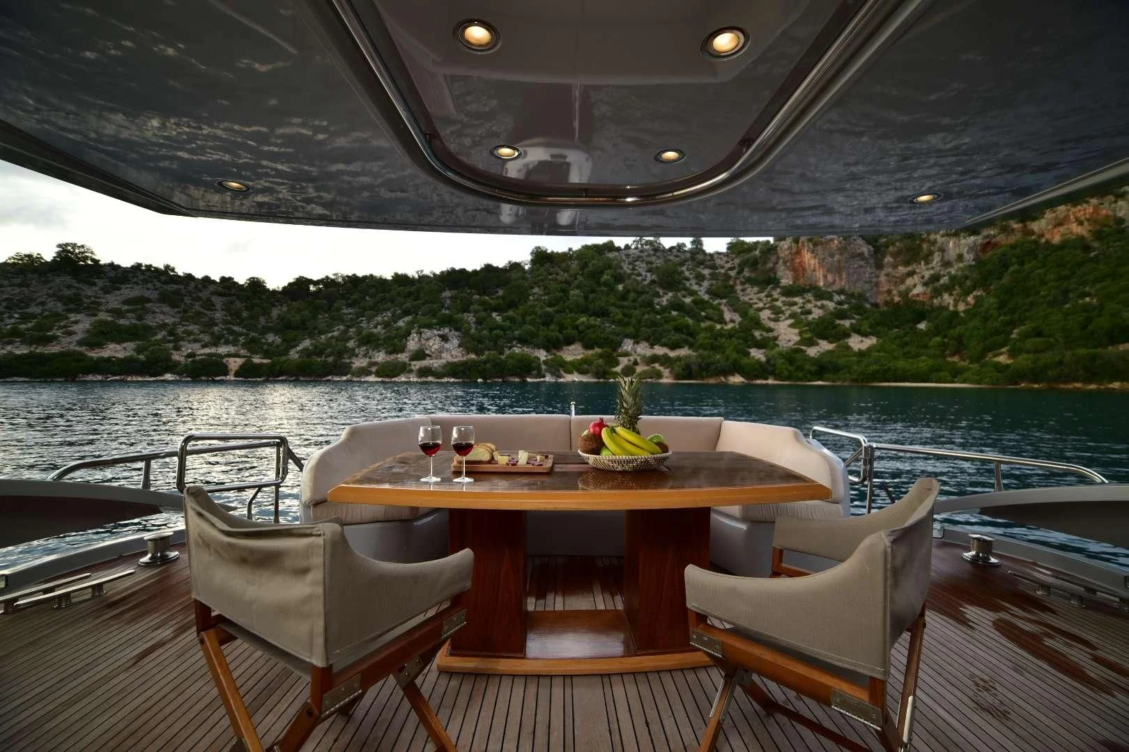 a table on a boat aboard STELA 117 Yacht for Sale