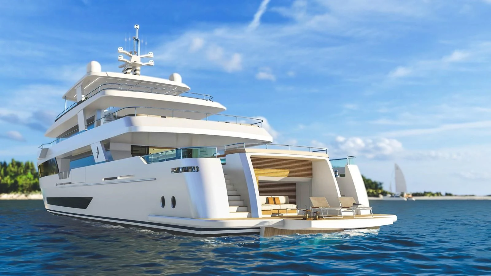 a white boat on the water aboard PROJECT ARTEMIS Yacht for Sale