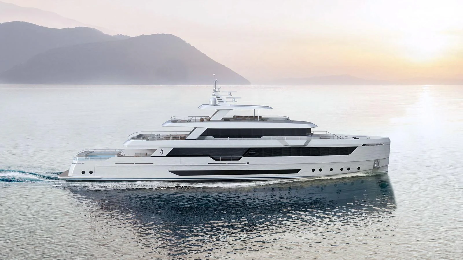 a white yacht in the water aboard PROJECT ARTEMIS Yacht for Sale