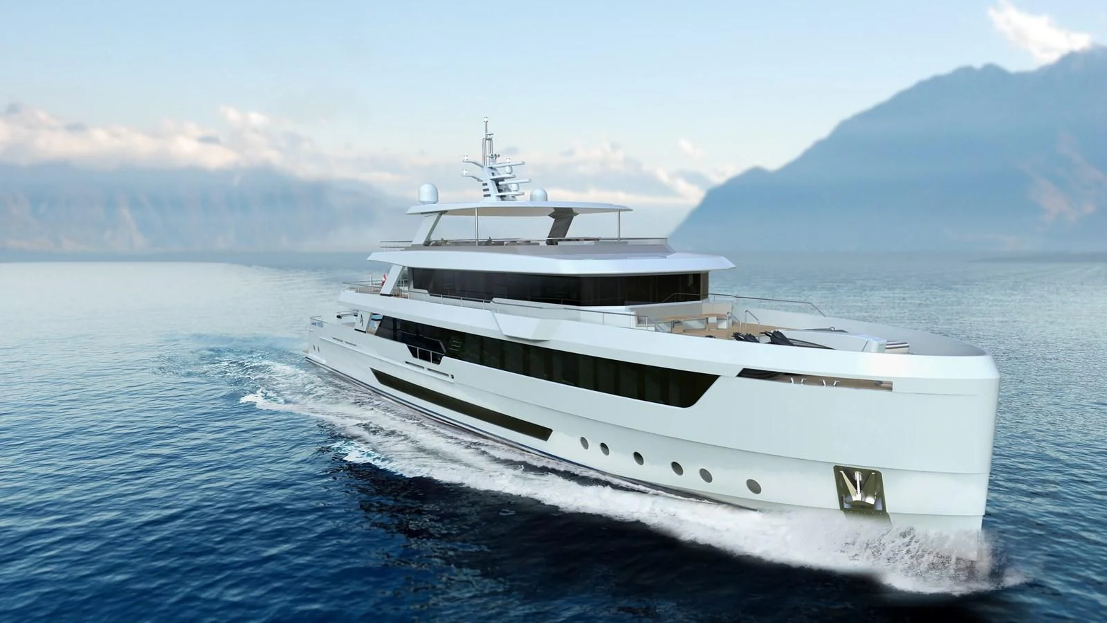 a large white boat on the water aboard PROJECT ARTEMIS Yacht for Sale