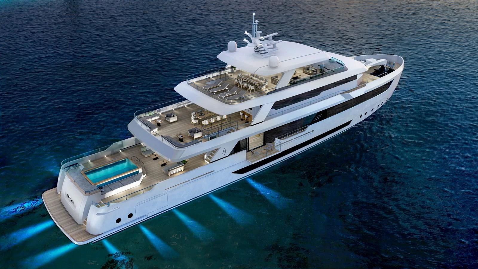 a boat on the water aboard PROJECT ARTEMIS Yacht for Sale