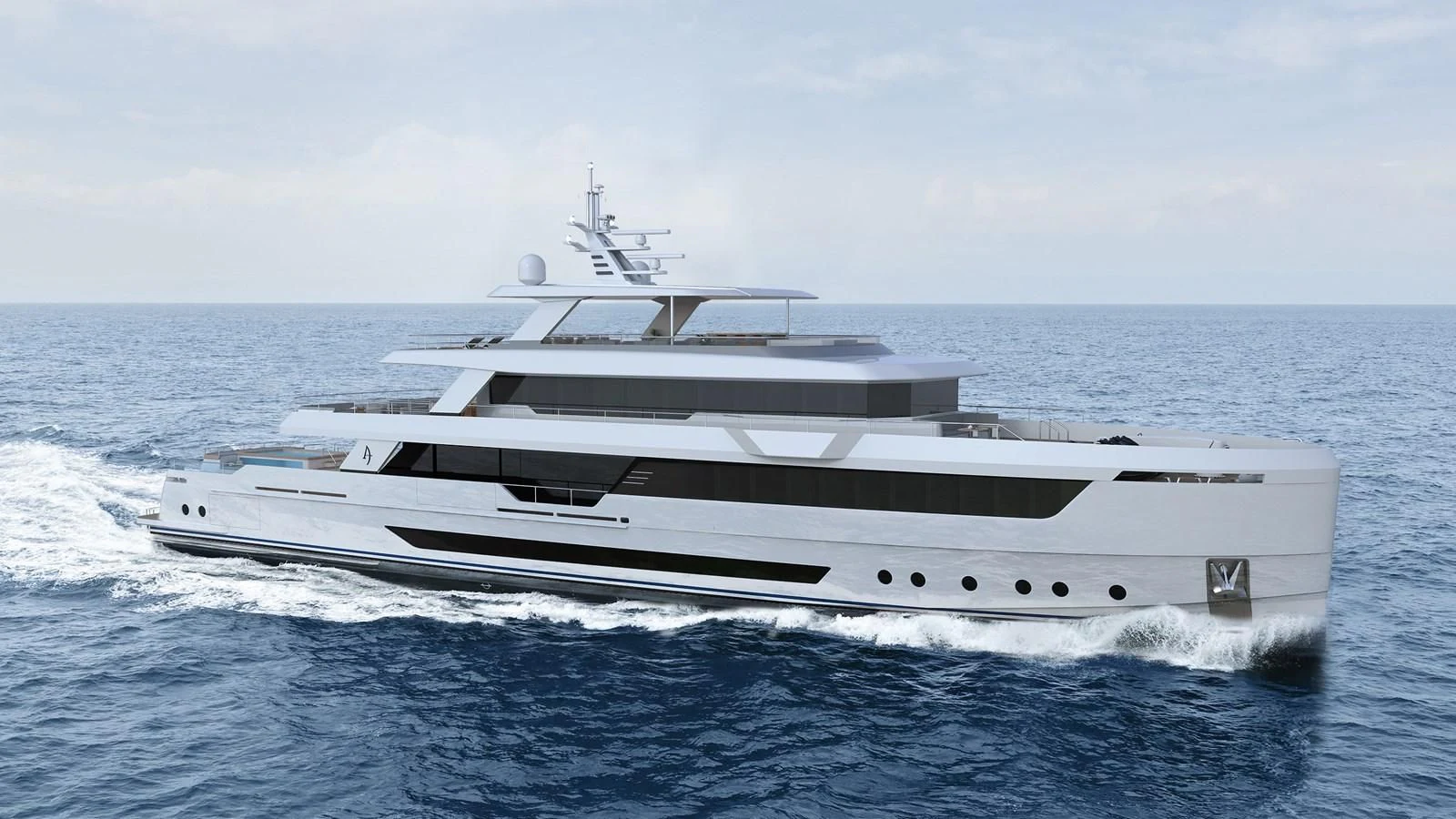 a white yacht in the water aboard PROJECT ARTEMIS Yacht for Sale