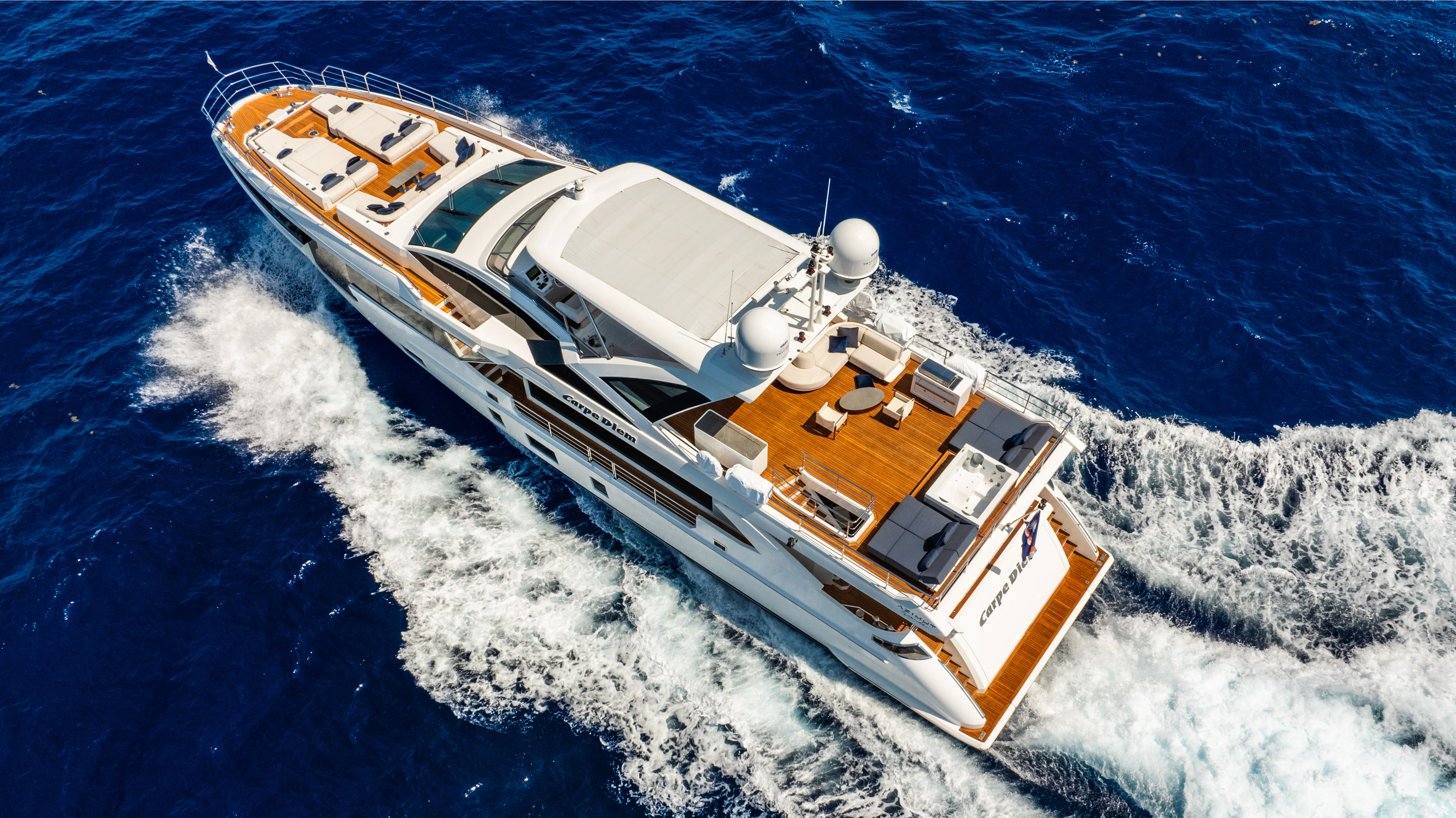 a boat on the water aboard CARPE DIEM Yacht for Sale