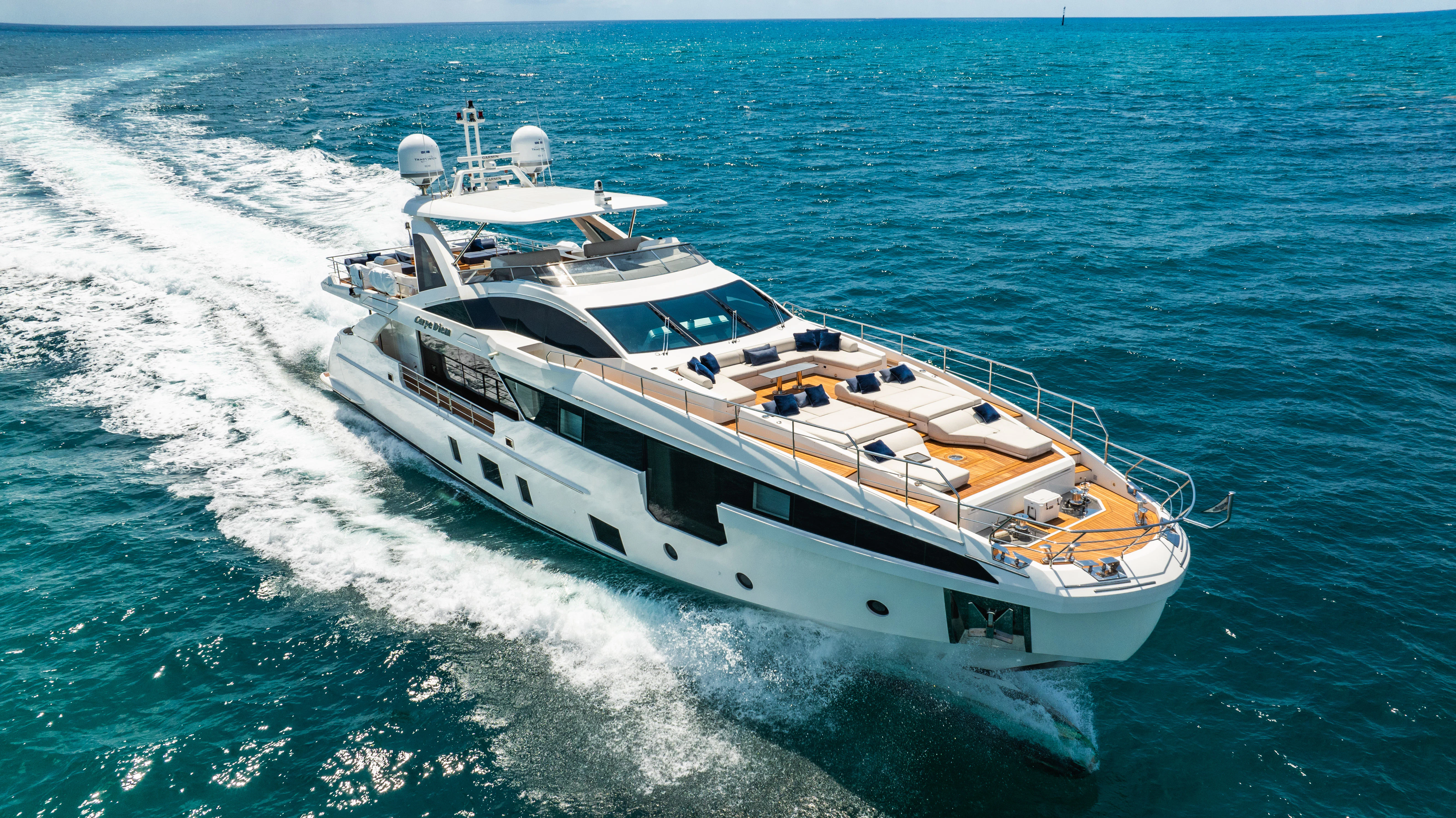 a boat on the water aboard CARPE DIEM Yacht for Sale