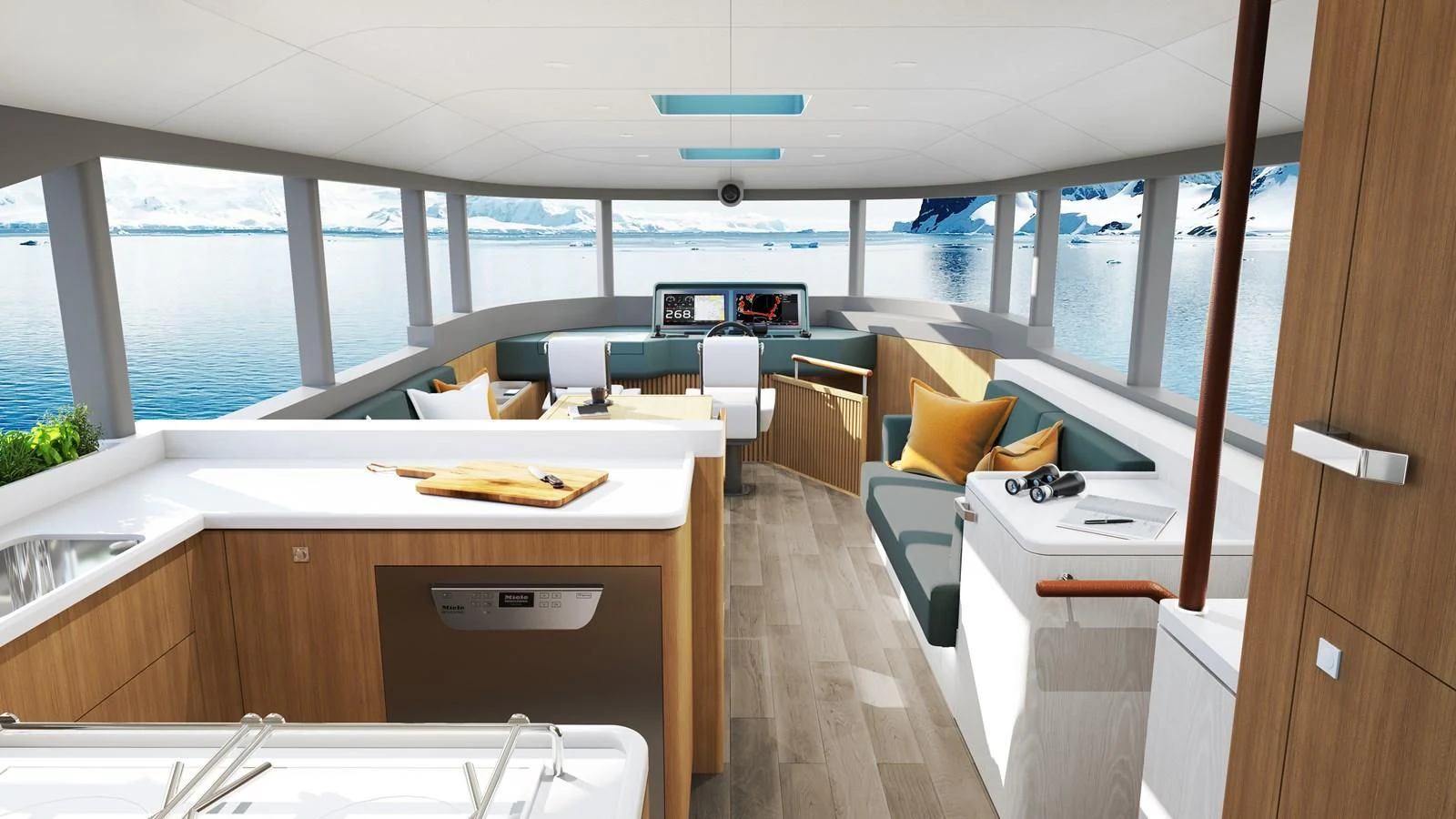 a room with a table and chairs aboard ARKSEN 65 Yacht for Sale