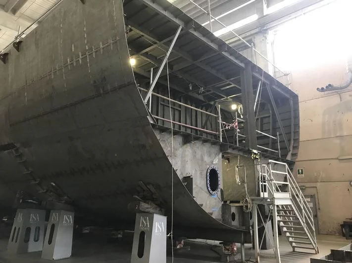 a large metal staircase aboard ISA GT 67M Yacht for Sale