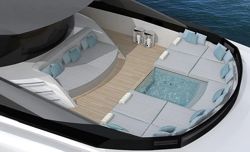 a deck with a pool and a deck and a deck aboard ISA GT 67M Yacht for Sale