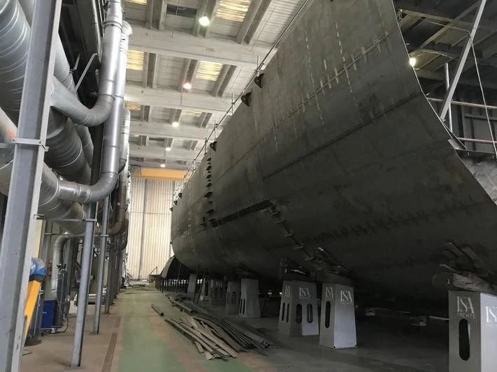 a large factory with machinery aboard ISA GT 67M Yacht for Sale