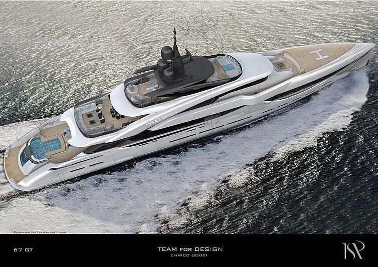 a white and black jet aboard ISA GT 67M Yacht for Sale