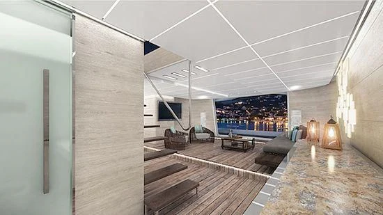 a room with a large screen aboard ISA GT 67M Yacht for Sale