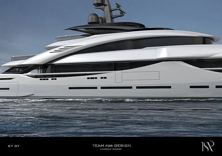 a white yacht on the water aboard ISA GT 67M Yacht for Sale