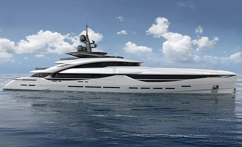 a large white ship aboard ISA GT 67M Yacht for Sale