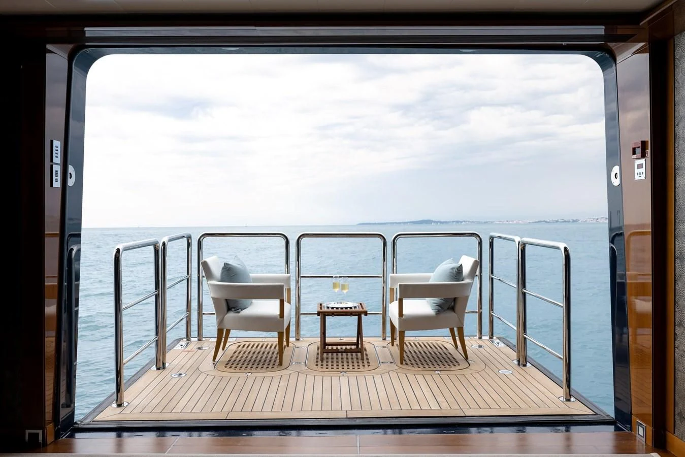 chairs on a balcony aboard BATELLO Yacht for Sale
