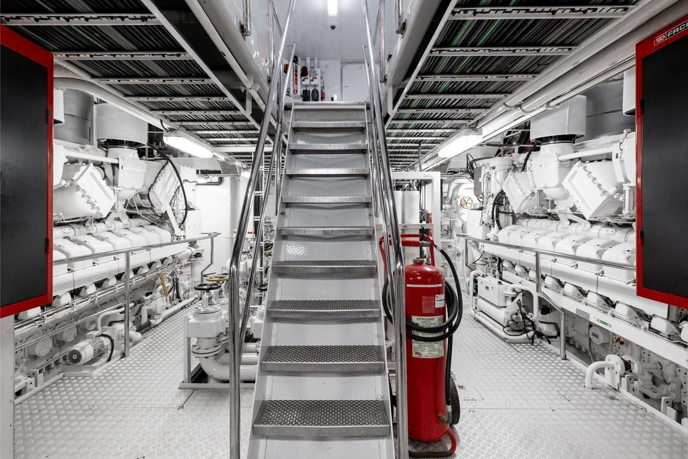 a large room with several large machinery aboard BATELLO Yacht for Sale