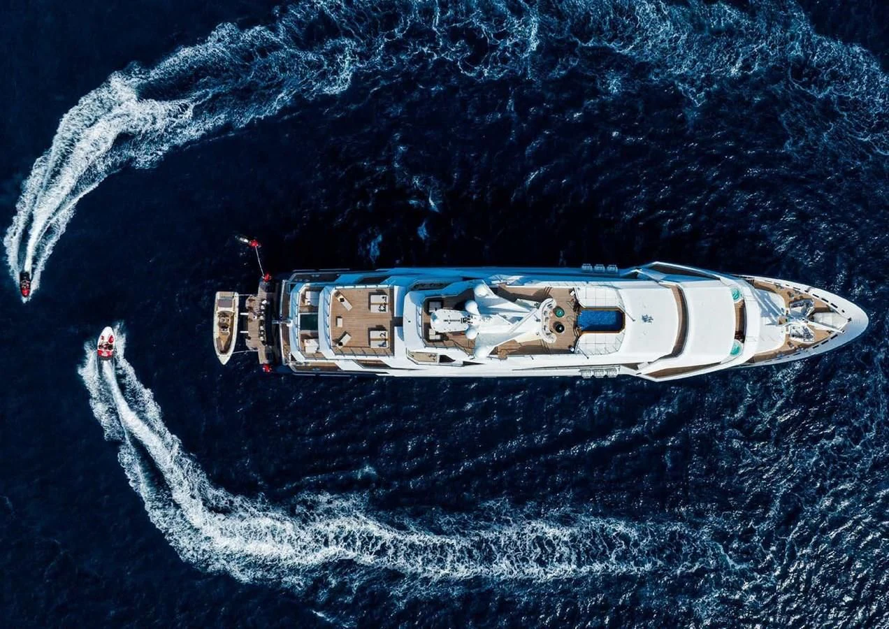 a space ship in the water aboard BATELLO Yacht for Sale