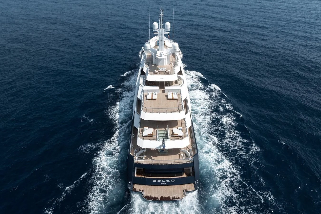 a ship sailing on the sea aboard BATELLO Yacht for Sale