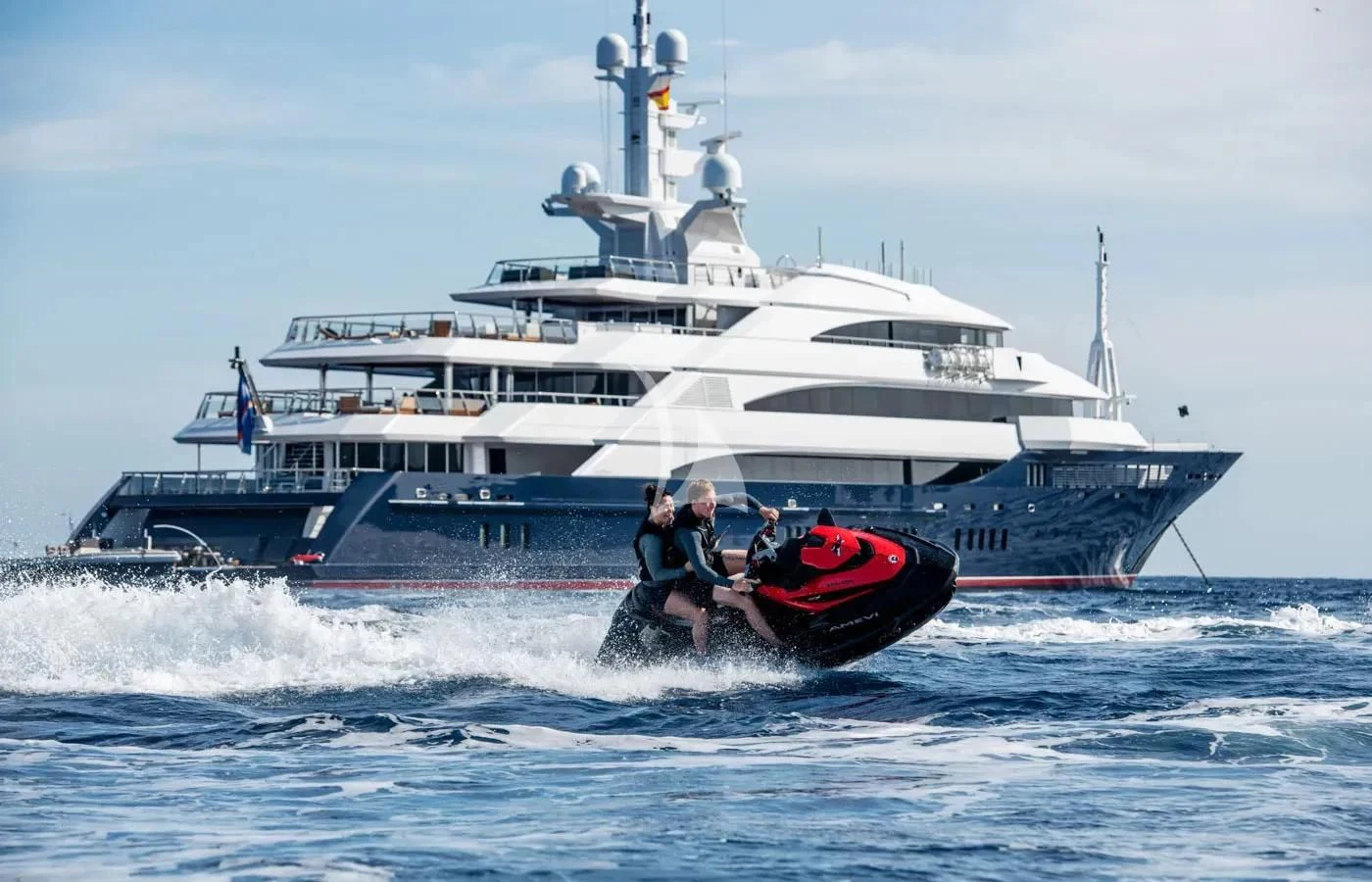 a boat with a boat in the background aboard BATELLO Yacht for Sale