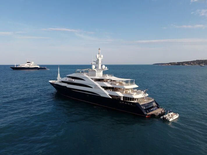 a couple of large ships in the water aboard BATELLO Yacht for Sale