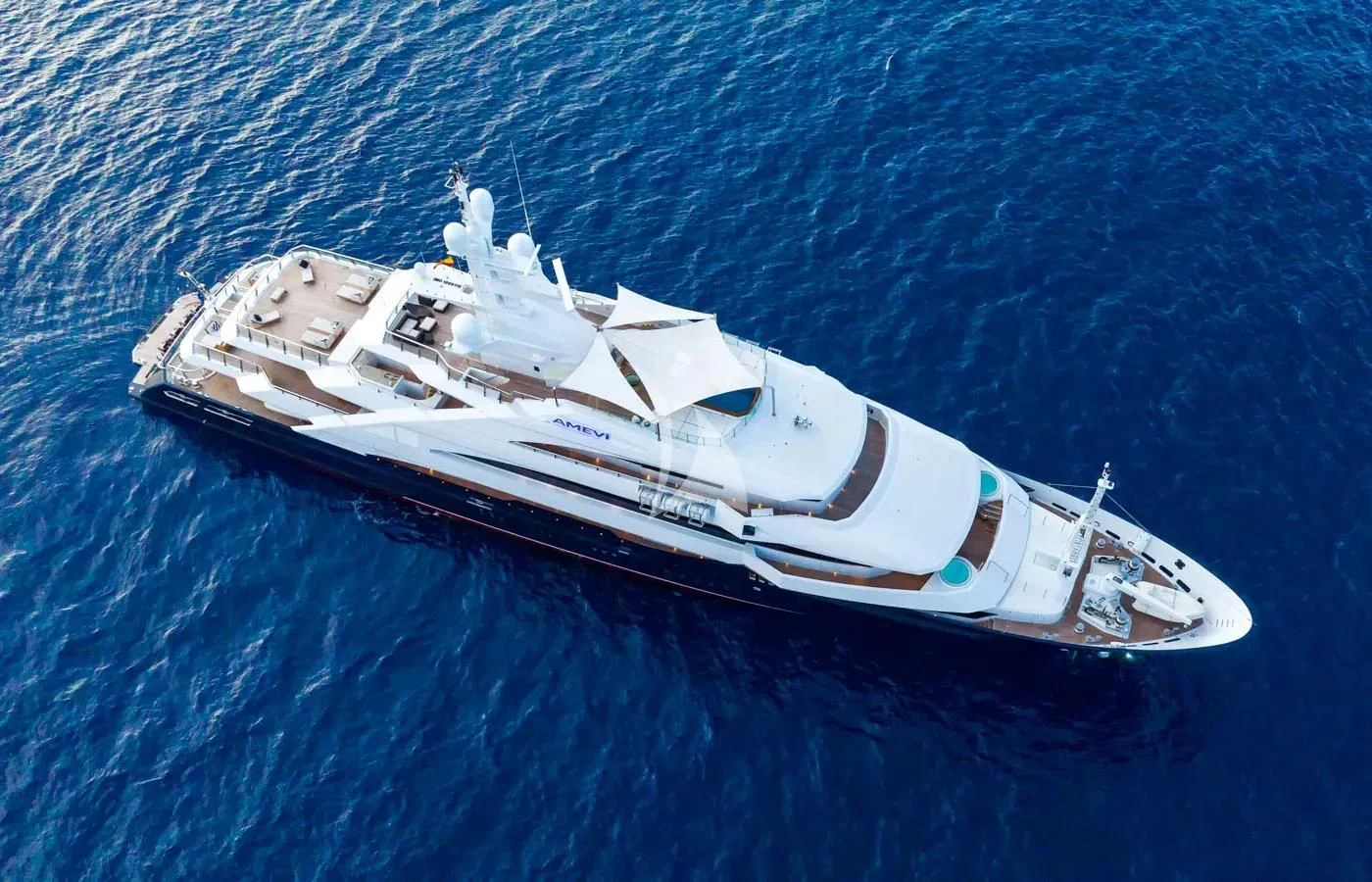 a high angle view of a boat aboard BATELLO Yacht for Sale