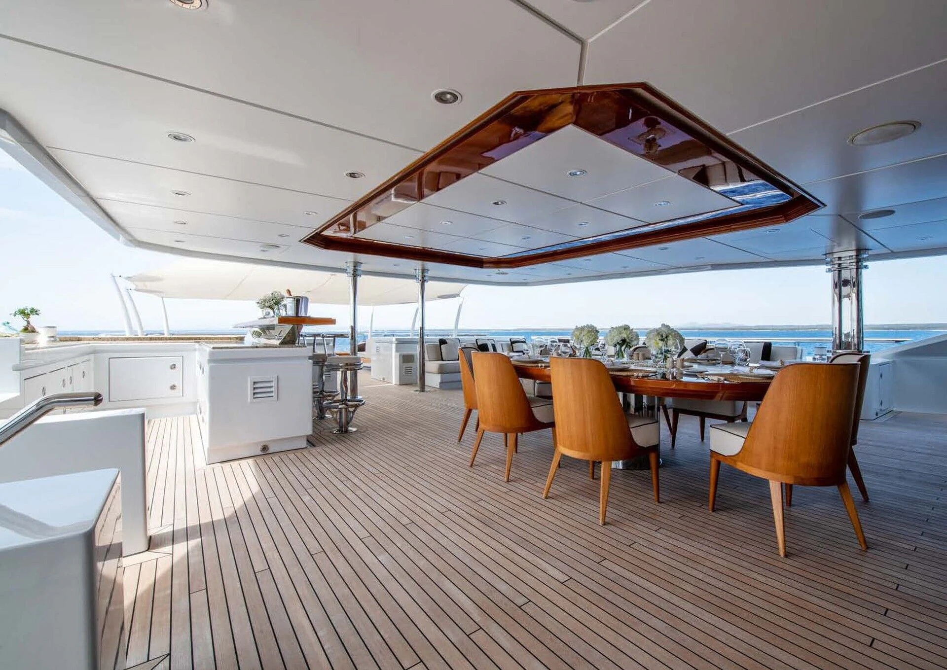a large room with a large ceiling aboard BATELLO Yacht for Sale