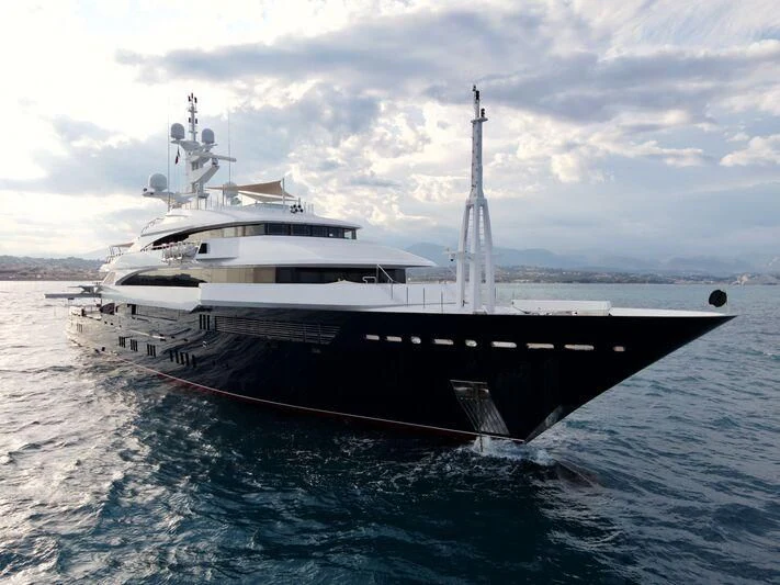 a large white ship in the water aboard BATELLO Yacht for Sale
